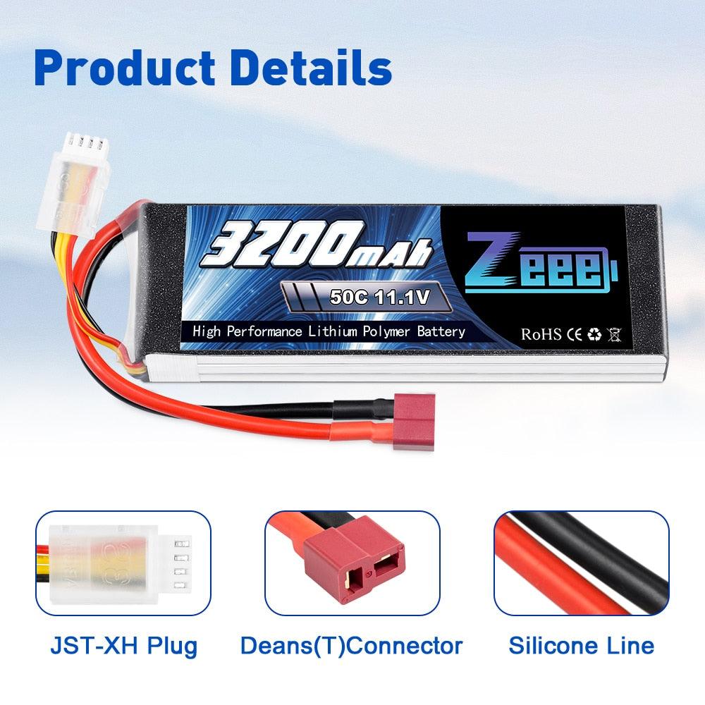 2units Zeee 11.1V 50C 3200mAh 3S Lipo Battery with Deans Connector Softcase Battery for RC Airplane Helicopter RC Car Truck Boat FPV Battery - RCDrone