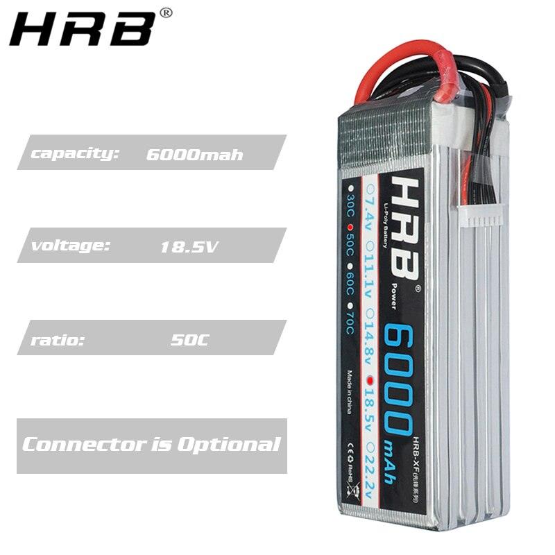 HRB Lipo 5S Battery 18.5V 6000mah - 50C XT60 Deans T XT90 EC5 XT90-S AS150 RC Helicopters Car Li-polymer FPV Airplanes AKKU Parts - RCDrone