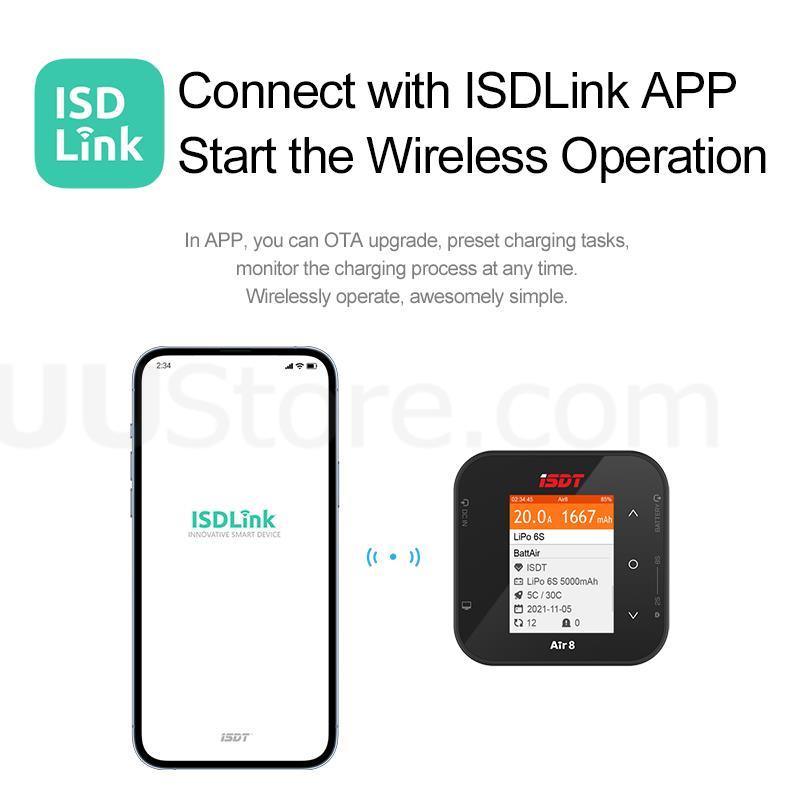 ISDT Air8 Charger - Lipo power Balance Battery Charger Discharger 20A 500W DC 1-8S Li-Po Li-Hv Li-Ion Li-Fe NiMH Ni-Cd Pb FPV Drone Charger - RCDrone