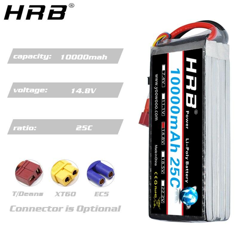 HRB 2S 3S 4S Lipo Battery - 10000mah 7.4V 11.1V 14.8V T Deans XT60 EC5 XT90 18.5V 22.2V 5S 6S 25C RC Helicopter Airplane Car Parts - RCDrone
