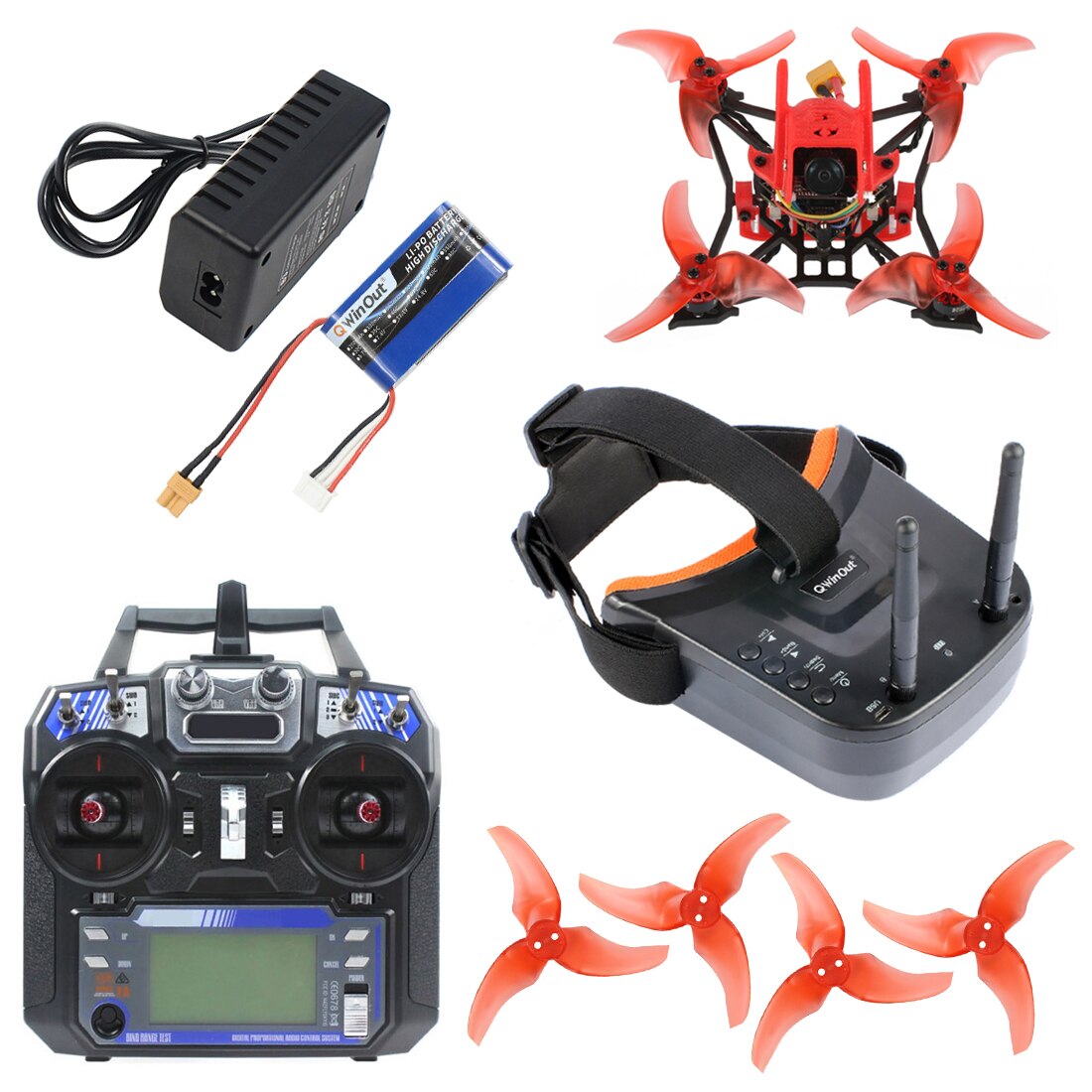 racing drone kit with goggles JMT Full Set T100 DIY FPV Racing Drone Toothpick Kit