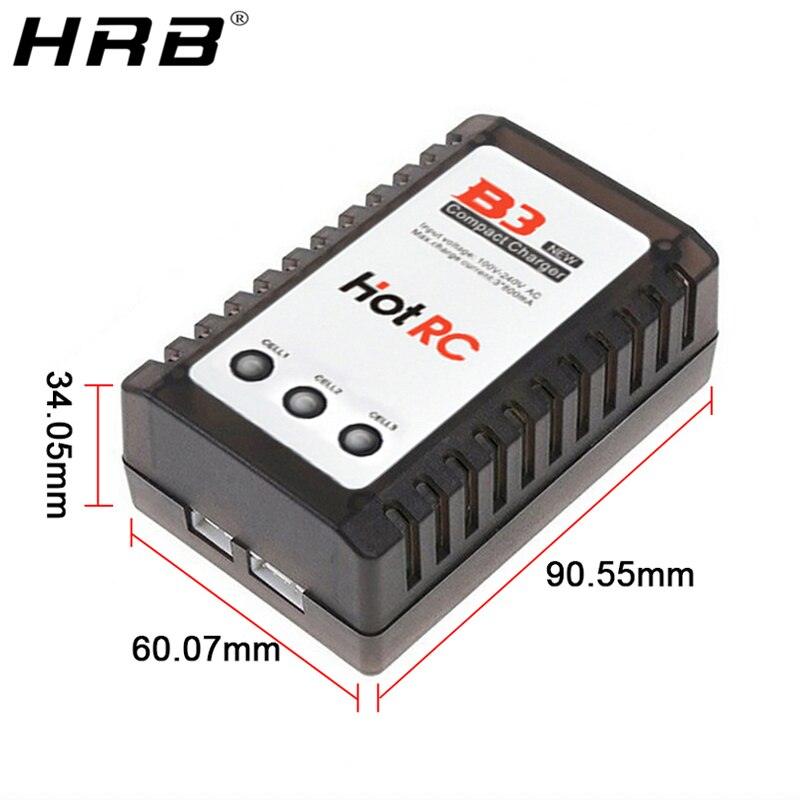 HotRC B3 Lipo Battery 7.4V 11.1V - 2S 3S AC 10W Balance Charger 110V-240V Compact Charging EU US Plug Power Cable Warning RC Parts - RCDrone