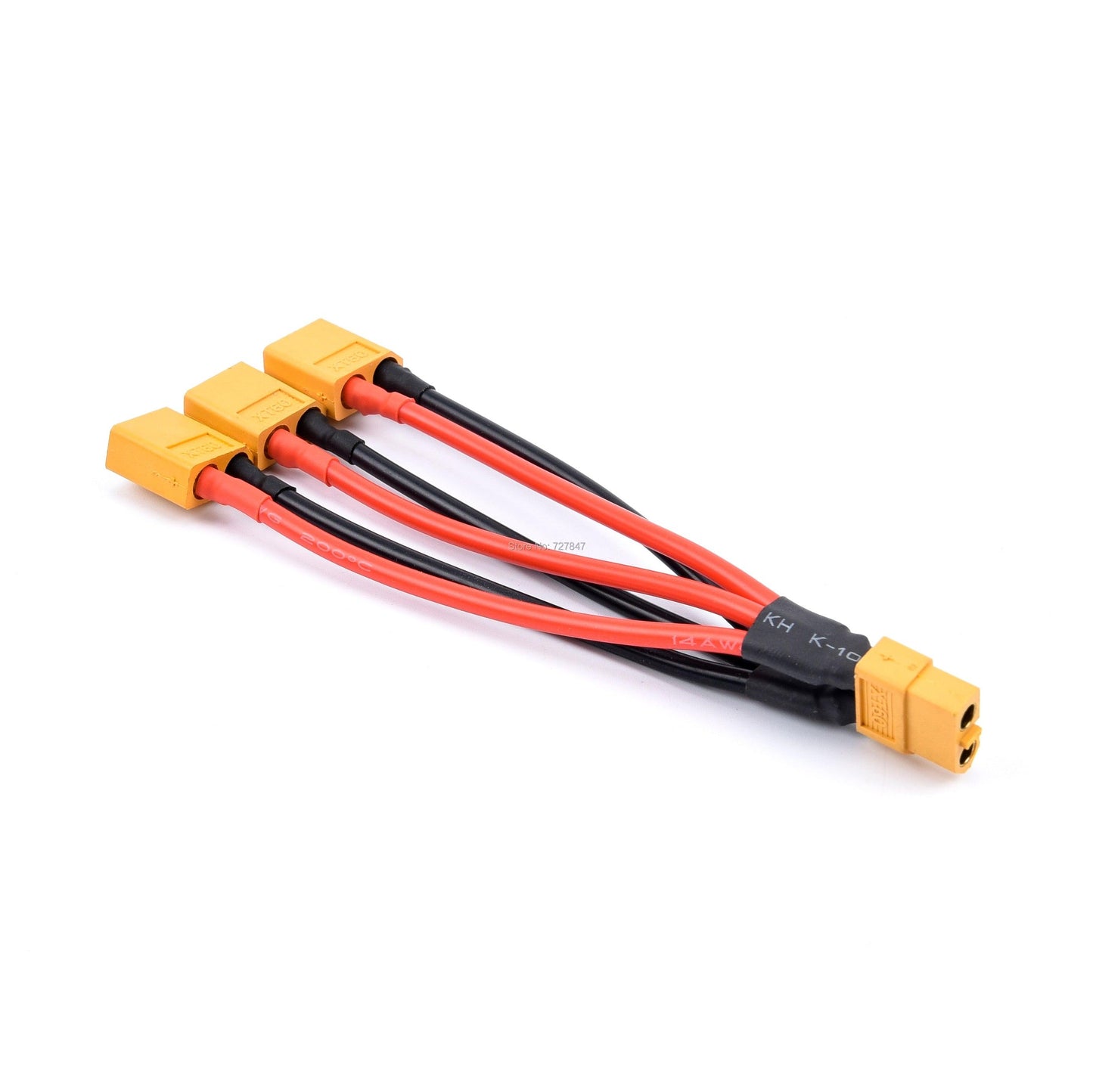 XT60 Parallel Drone Battery Connector - Male/Female Cable Dual Extension Y Splitter/ 3-Way 14AWG Silicone Wire for RC Battery Motor FPV Drone Accessories - RCDrone