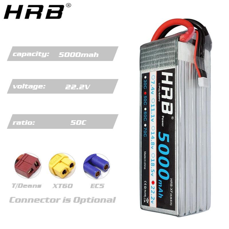 HRB 2S 3S 4S Lipo Battery 7.4V 11.1V 5000mah - XT60 50C Deans EC5 T 5S 6S 14.8V 18.5V 22.2V RC Parts For Axial Airplanes Cars - RCDrone