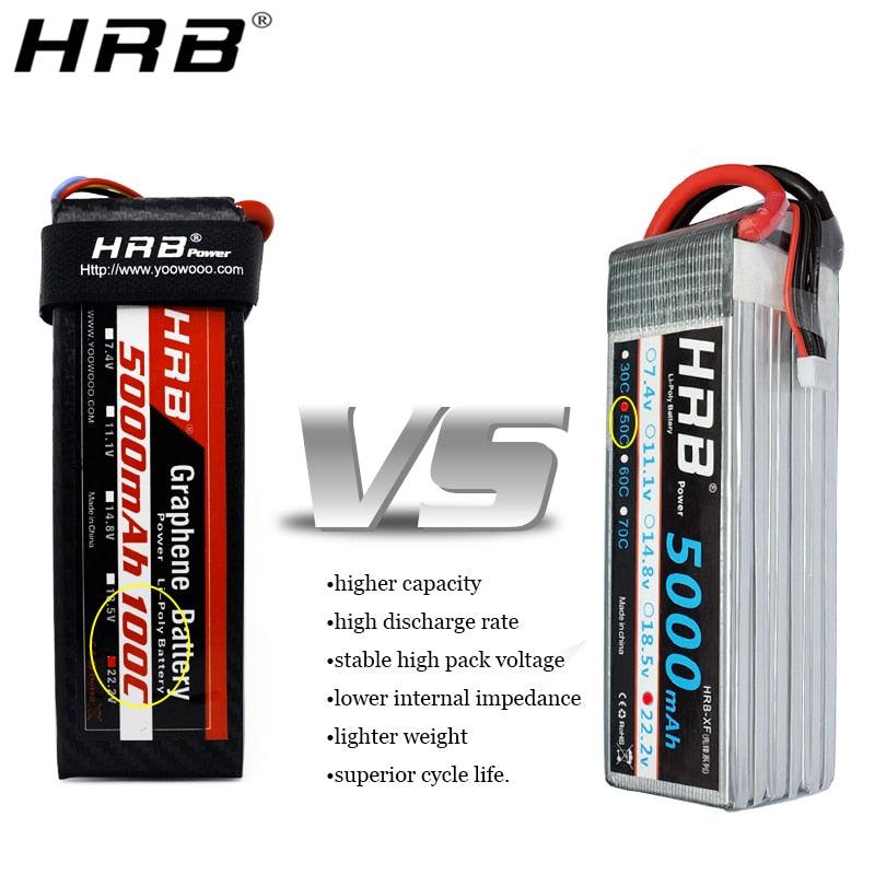 HRB Graphene 2S 3S 4S 5S 6S Lipo Battery - 3000mah 3800mah 5000mah 6000mah 7.4V 11.1V 14.8V 18.5V 22.2V 100C XT90 EC5 RC Toy Parts - RCDrone