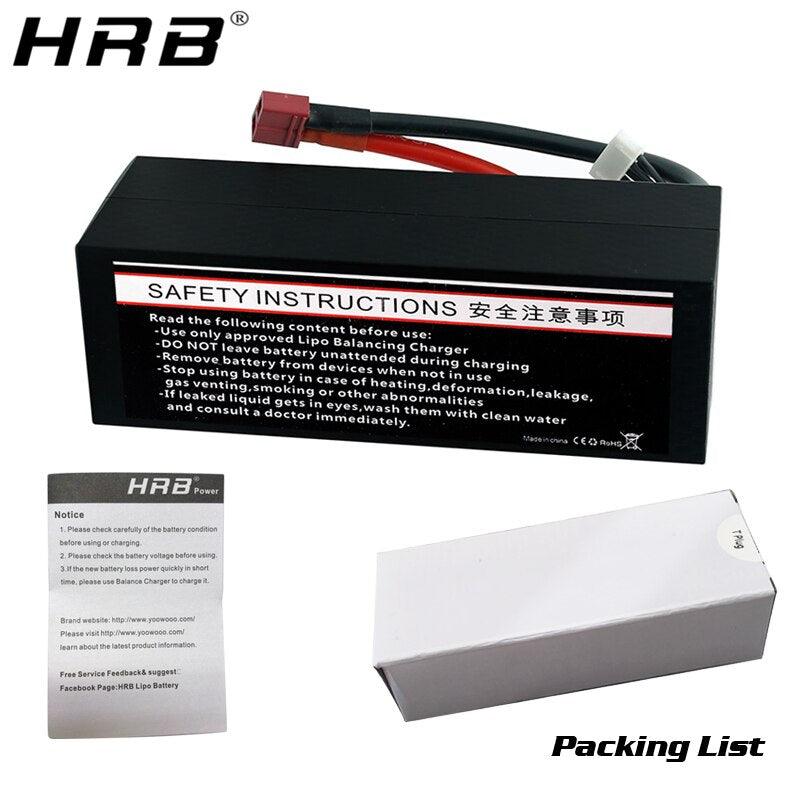 HRB 4S 14.8V 6000mah Lipo Battery - 50C Hard Case Deans T XR60 XT90 EC5 RC Car Off-Road Truck Boats Helicopter Airplane Parts - RCDrone
