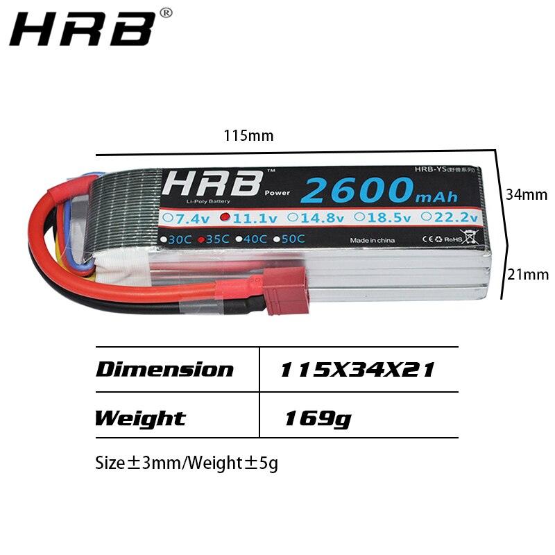 HRB 3S 11.1V Lipo Battery - 2600mah XT60 T Deans XT90 EC5 Female Plug 35C For Axial Racing Airplanes FPV Drone Car Boat RC Parts - RCDrone