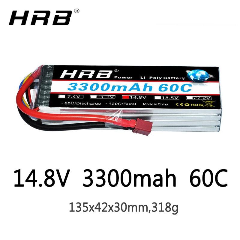 HRB 4S Lipo Battery XT60 3000mAh 14.8V 60C RC LiPo Battery Pack Compatible  with RC Car Truck Quadcopter Airplane Helicopter Boat (EC3/Deans/TR/Tamiya)