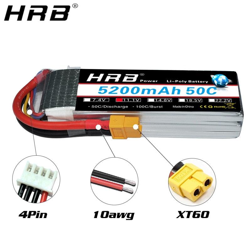 HRB 5200mah 3S 11.1V - Deans T XT60 Lipo Battery 14.8V 50C 4S 5S 6S 7.4V 2S 18.5V 22.2V For Airplanes Catamaran Boats Car RC Drone FPV Parts - RCDrone