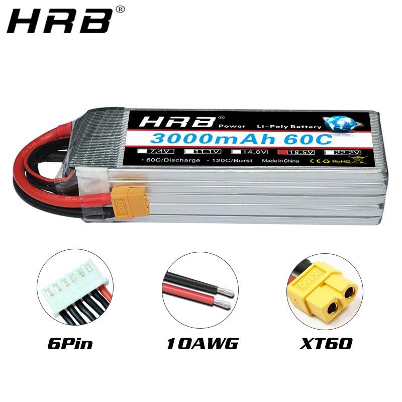 HRB 5S 18.5V Lipo Battery 3000mah - XT60 T Deans EC5 XT90 XT90-S Female RC FPV Airplanes Quadcopter Heli Drone Car Boat Parts 60C - RCDrone
