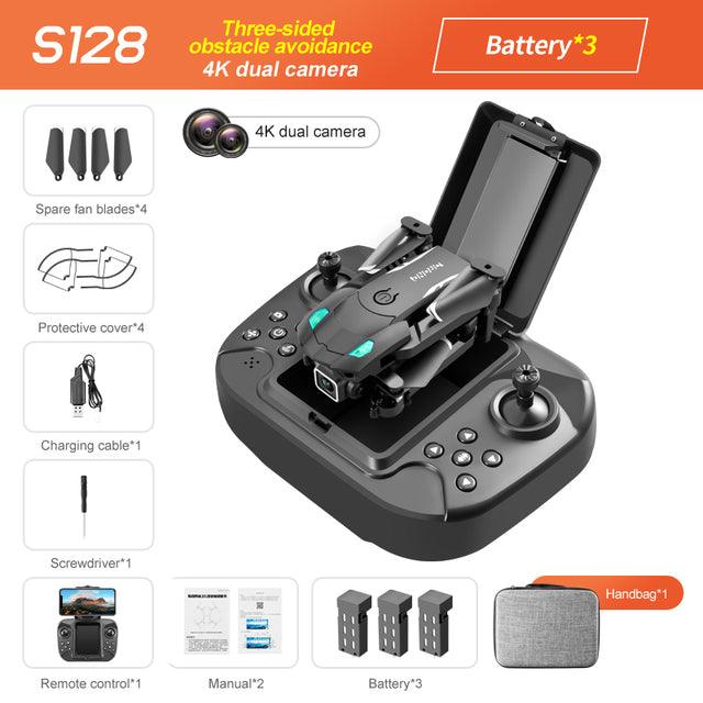 S128 Drone 4K HD Camera 3-sided Obstacle Avoidance Air Pressure Fixed Height Professional Foldable RC Drone - RCDrone