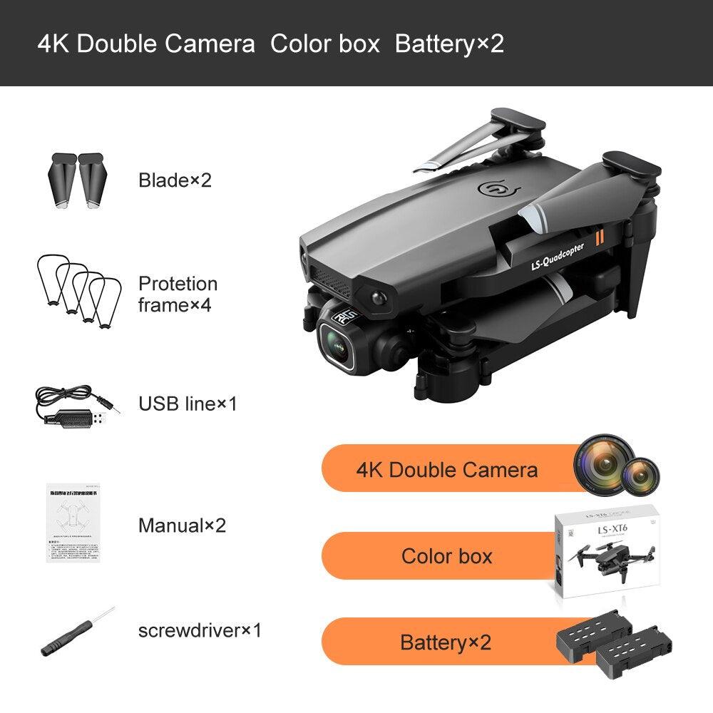 KBDFA XT6 Mini Drone - 4K 1080P HD Camera WiFi FPV Air Pressure Altitude Hold Foldable Quadcopter RC Drone Children's Toy Boy Gift - RCDrone