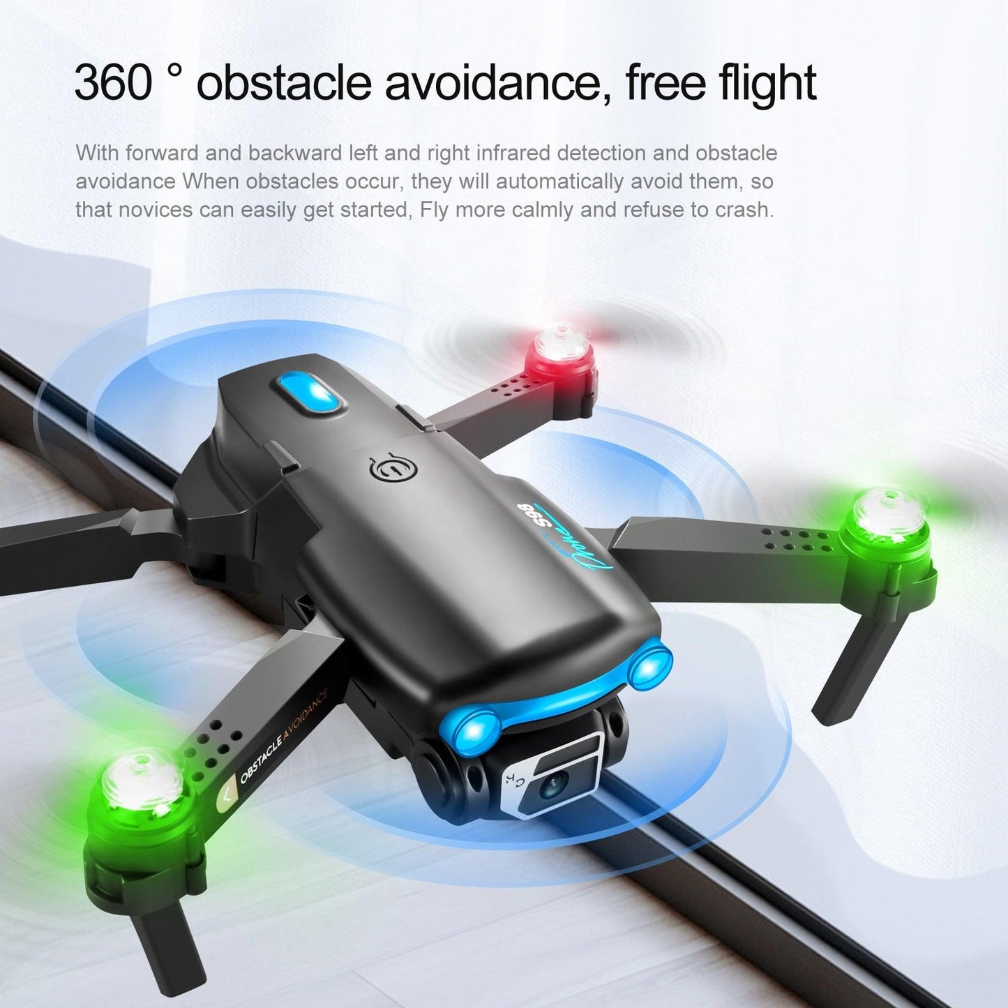 KBDFA S98 Drone - Cool Light Effect RC Helicopter Four-Sided Obstacle Avoidance UAV Optical Flow HD Camera Folding Drones Toy Gift - RCDrone