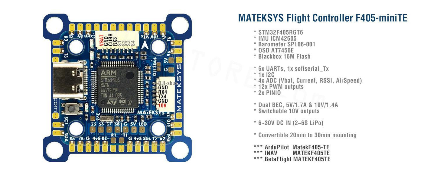 MATEK F405-MiniTE - 20X20mm 30X30mm MATEK F405-MiniTE OSD Baro Blackbox F405 Flight Controller ArduPilot INAV BetaFlight for RC FPV Airplane Drone - RCDrone
