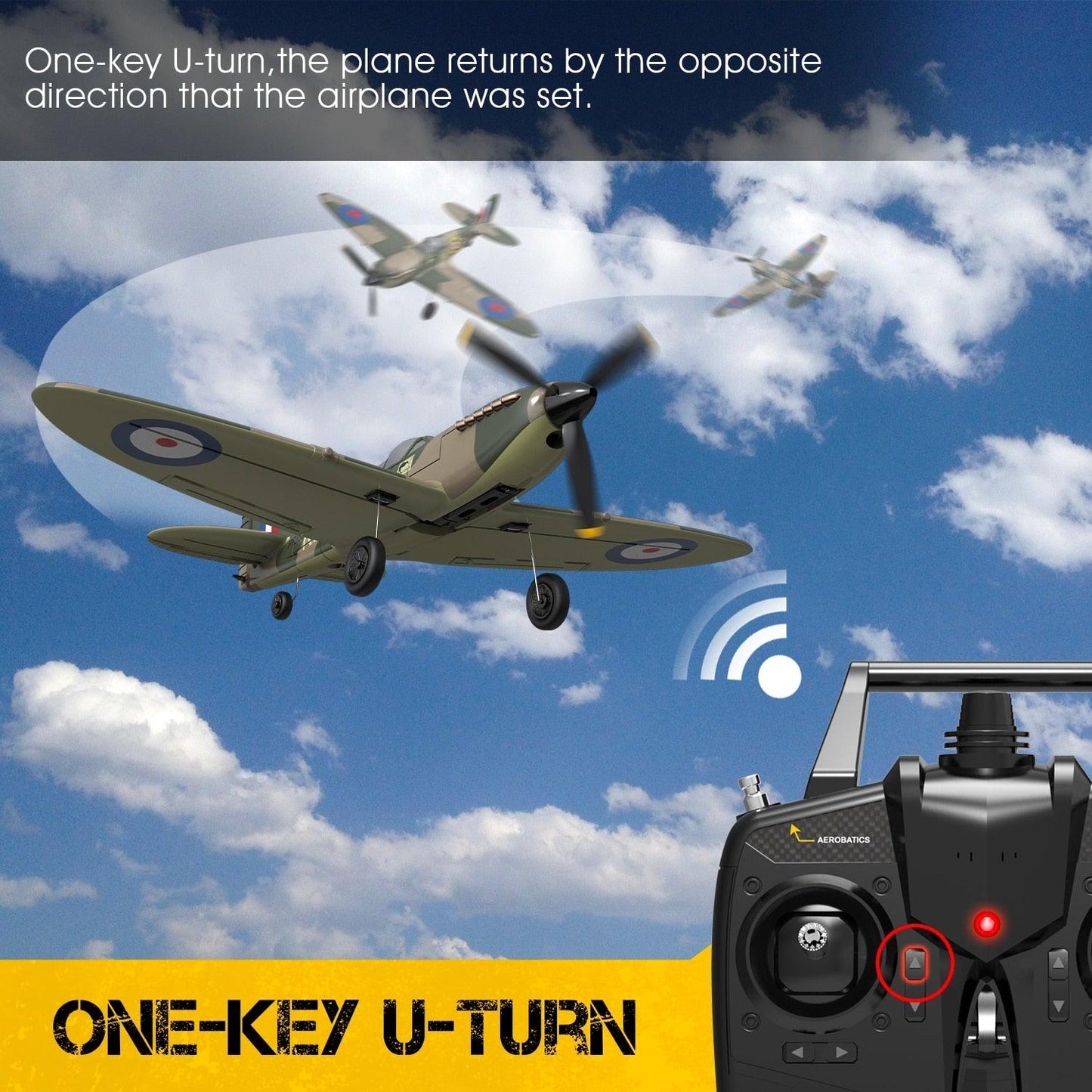 761-12 Spitfire RC Airplane - 2.4G 4CH EPP 400mm Wingspan 6-Axis Spitfire RC Warbird Mini Plane RTF Remote Control Plane - RCDrone