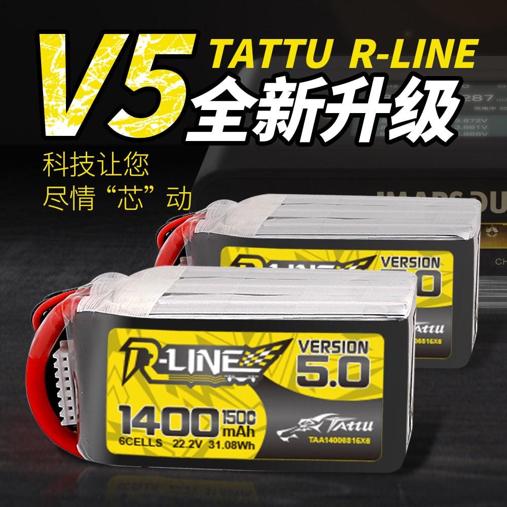 Tattu R-Line Version 5.0 V5 1200 1400mAh 150C 6S 22.2V Lipo Battery XT60 Plug FPV Racing Drone RC Quadcopter - RCDrone