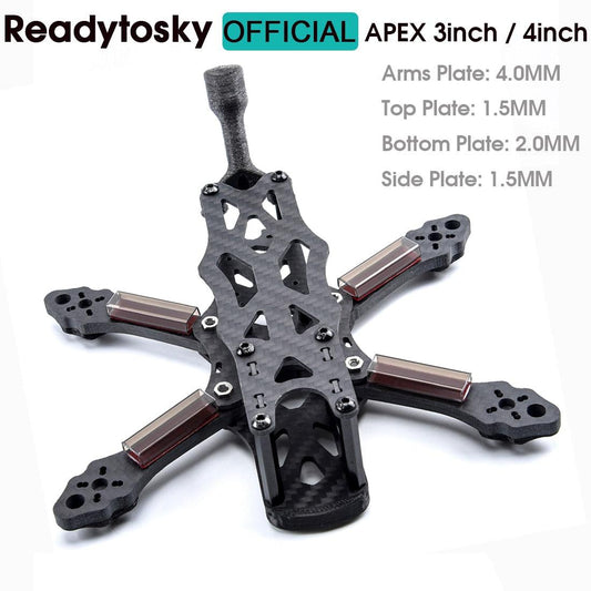 3inch Fiber Frame Kit - 150mm 150 / 4inch 195mm 195 Carbon Fiber Frame Kit with 4mm Thickness Arms for For APEX FPV Racing Drone Quadcopter - RCDrone