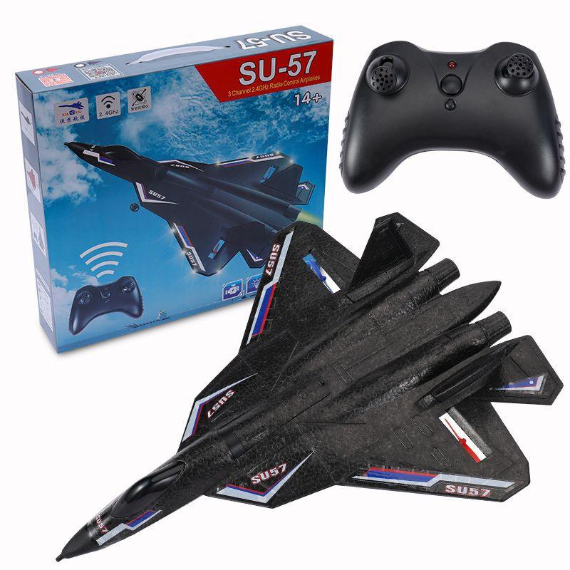 Rc Plane SU 57 - Radio Controlled Airplane with Light Fixed Wing Hand Throwing Foam Electric Remote Control Plane - RCDrone