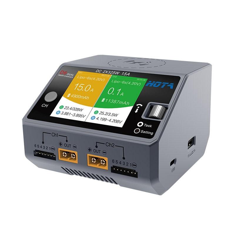 HOTA D6 Pro Battery Charger - AC 200W / DC 650W 15A 1-6S Dual Channel Charger - RCDrone