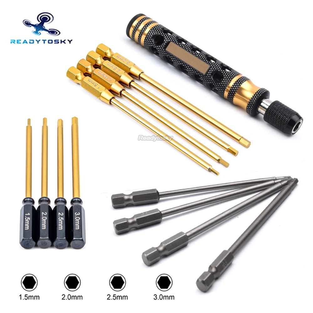 Tools for RC Drone/Helicopter/FPV - Durable Alloy Steel Metal 1.5 2.0 2.5 3.0mm Hexagonal Wrenches Hex Phillips Nut Slotted Screwdrivers - RCDrone