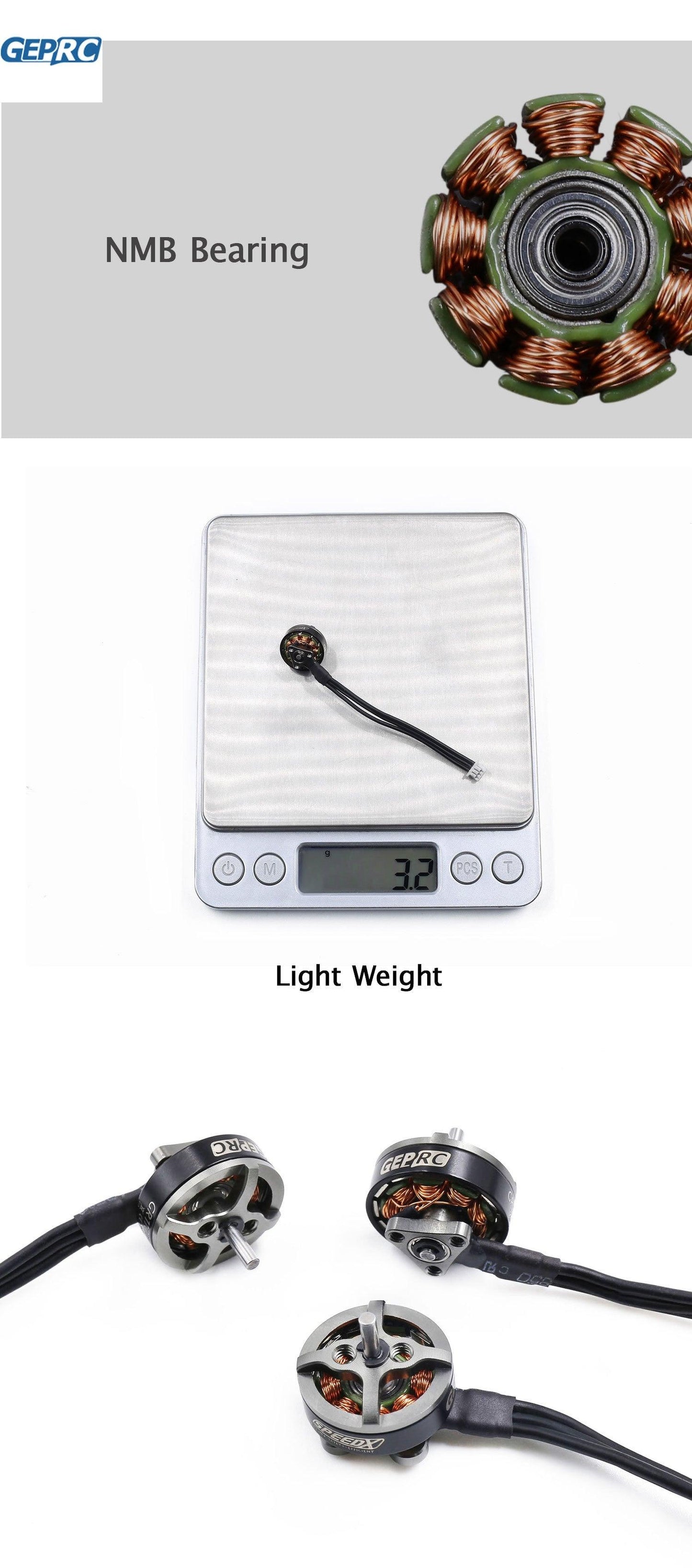 GEPRC GR1102 Motors - 9000KV/10000KV 3hole/4hole Shaft Diameter 1mm/1.5mm - RCDrone