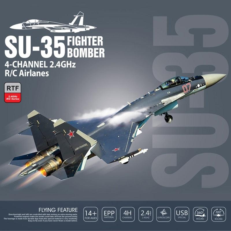 SU35 2.4G 4CH Stunt RC Aircraft - Six-Axis Remote Control Air Plane 360° Tumbling Easy Flying RC Fighter Drone Toys for Children - RCDrone