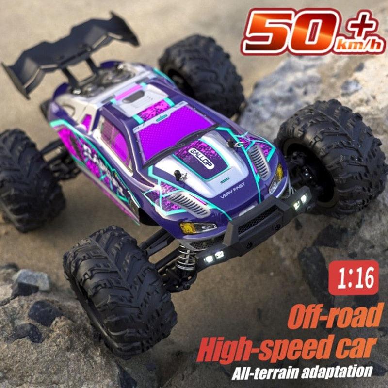 Rc Cars Off Road 4WD with LED Headlight,1/16 Scale Rock Crawler 4WD 2.4G 50KM High Speed Drift Remote Control Monster Truck Toys - RCDrone