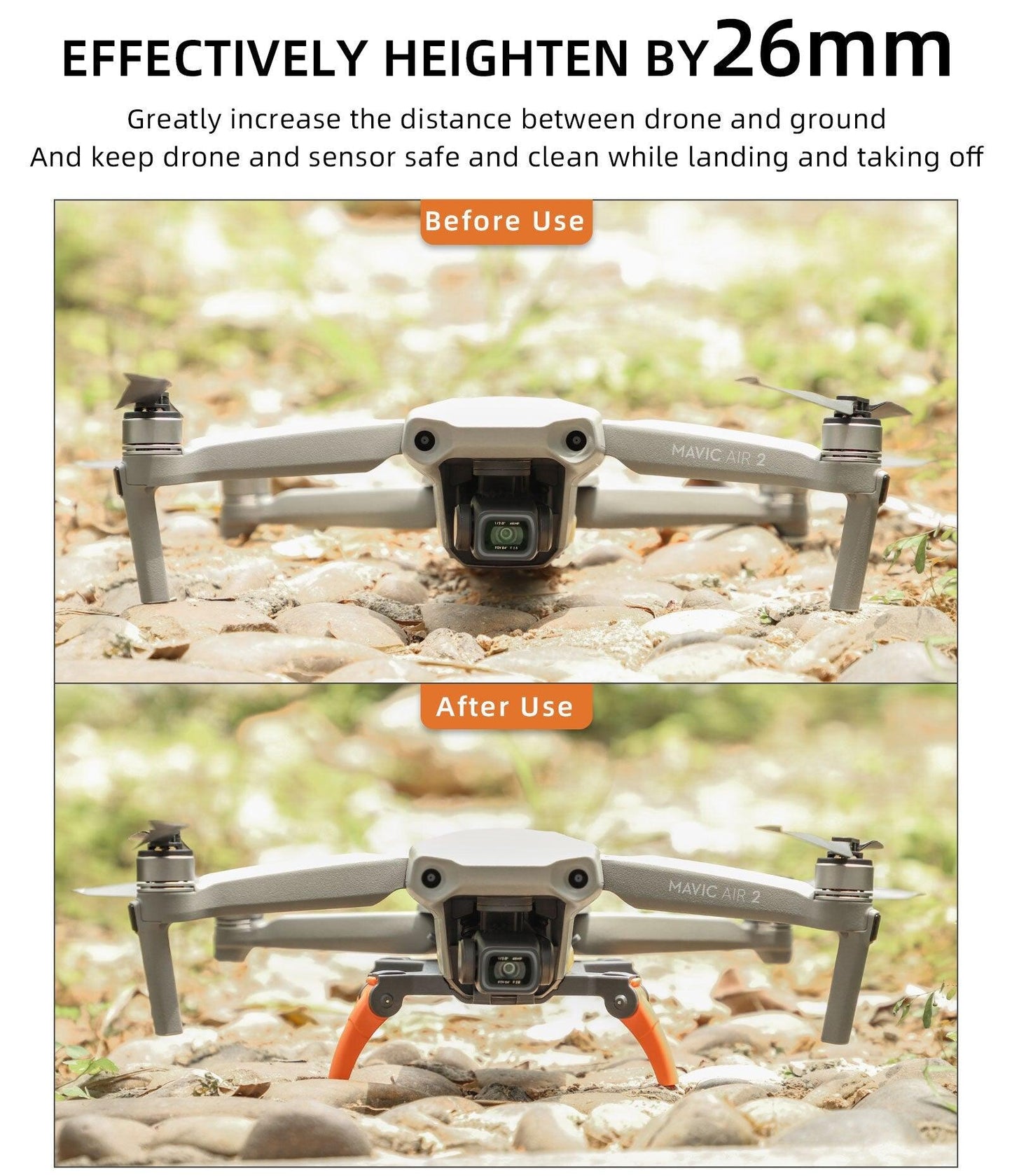Landing Gear For DJI Air 2s /Mavic Air 2 Extension Protector Increased 26 MM Folding Feet Landing Gear Drone Accessories - RCDrone