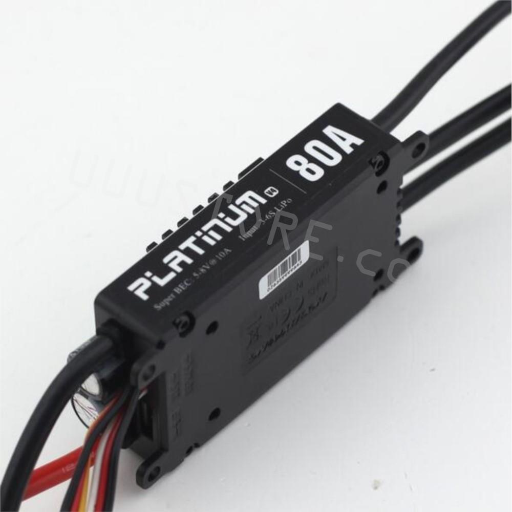 HobbyWing Platinum 80A V4 ESC 3S-6S BEC 5-8V 10A for 450L-500 Class Heli (Main Blade: 380-470mm ) - RCDrone