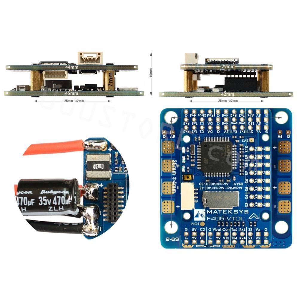 MATEK F405-VTOL Flight Controller - Baro OSD MicroSD Card Blackbox 2-6S LiPo ArduPilot INAV for RC Multirotor Fixed-Wing Airplane - RCDrone