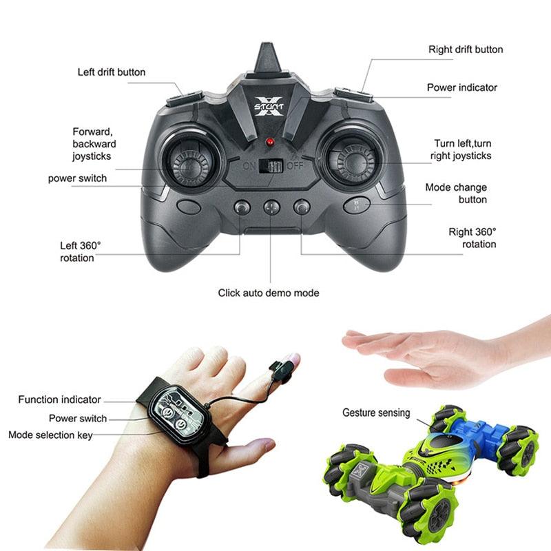 4WD RC Car Toy 2.4G Radio Remote Control Cars RC Watch Gesture Sensor Rotation Twist Stunt Drift Vehicle Toy for CHildren Kids - RCDrone