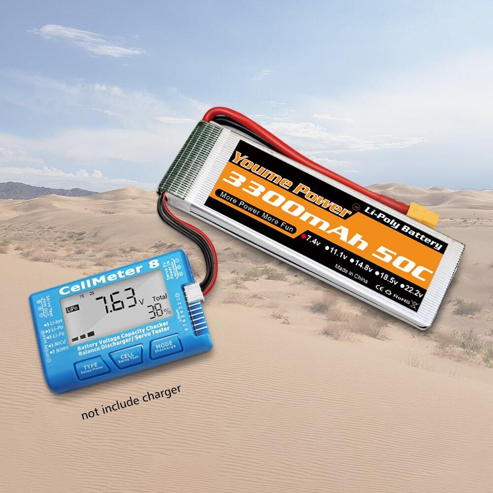 Youme 2S Lipo Battery 7.4V 3300mah - 50C XT60 T XT90 XT150 EC3 EC5 for RC Helicopter Airplane Boat Quadcopter - RCDrone