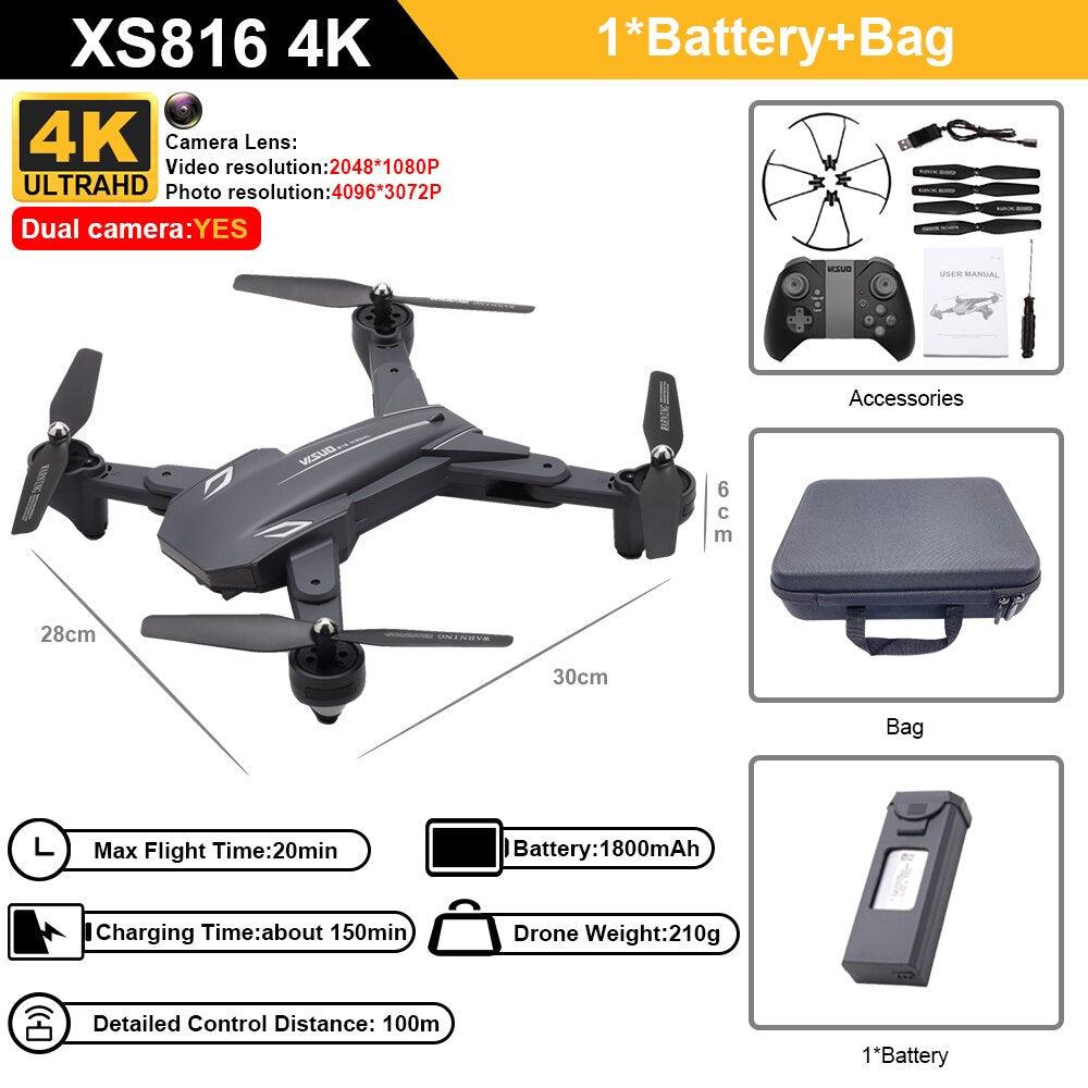 Visuo XS816 RC Drone - 50 Times Zoom 4K Dual Camera WiFi FPV Optical Flow Quadcopter Foldable Dron - RCDrone