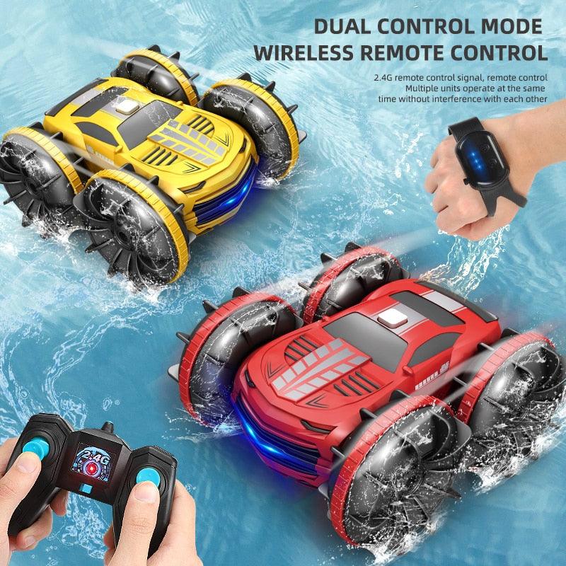 2in1 RC Car 2.4GHz Remote Control Boat Waterproof Radio Controlled Stunt Car 4WD Vehicle All Terrain Beach Pool Toys for Boys - RCDrone