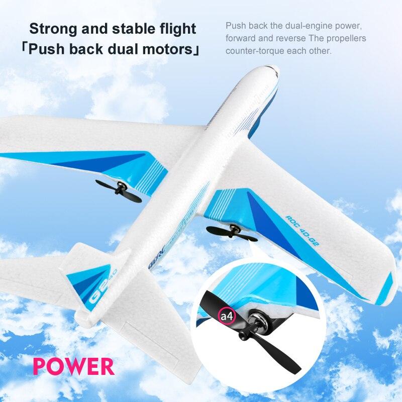 G2 RC airliner Glider - 2 Channel Remote Control Aircraft Hand Throwing Radio Control Plane Foam Resistant Outdoor Airplane Toys - RCDrone