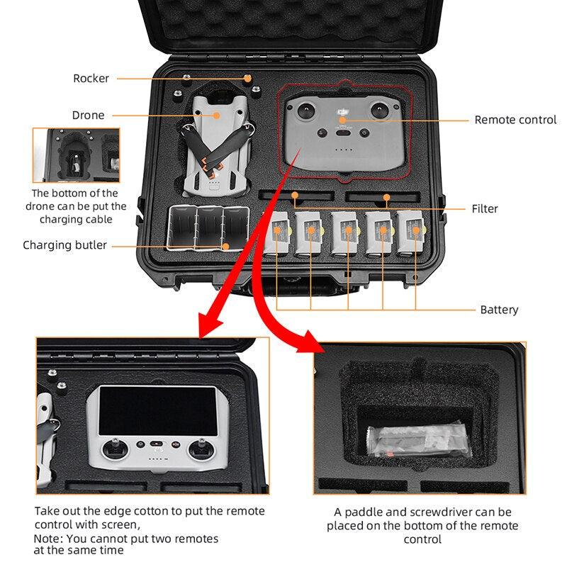 Hard Shell Storage Box for DJI Mini 3 Pro - Waterproof Explosion-proof Carrying Case Remote Control Drone Body Handbag Accessories - RCDrone