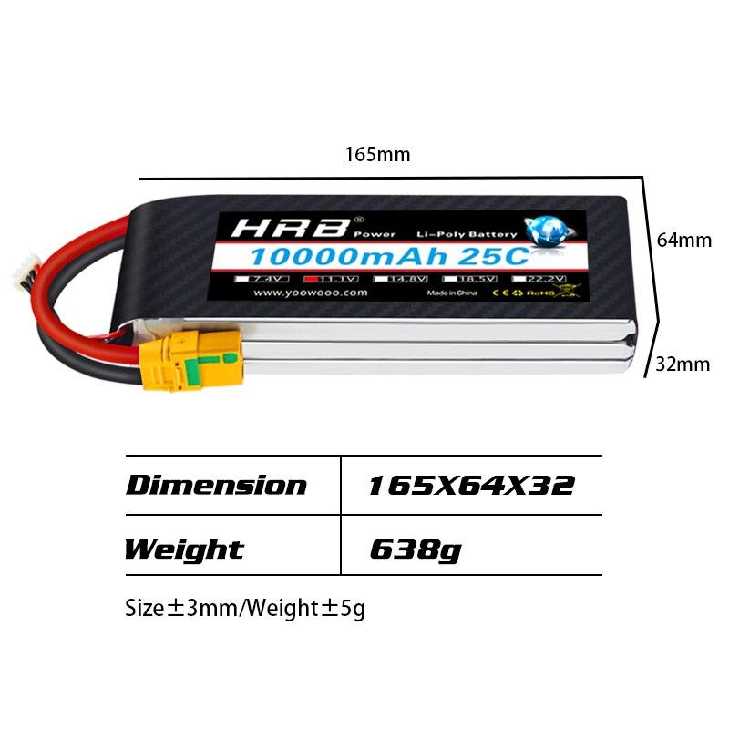 HRB Lipo 3S Battery 11.1V 10000mah - 25C XT60 T EC2 EC3 EC5 XT90 XT30 for For RC Car Truck Monster Boat Drone RC Toy - RCDrone