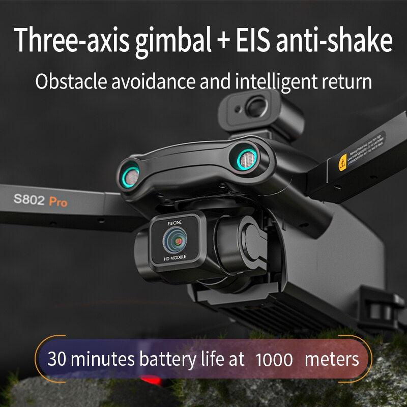 S802 Pro Drone - 4K HD Professional HD Camera GPS Laser Obstacle Avoidance 3-Axis Gimbal 5G WiFi FPV Dron RC Quadcopter Professional Camera Drone - RCDrone