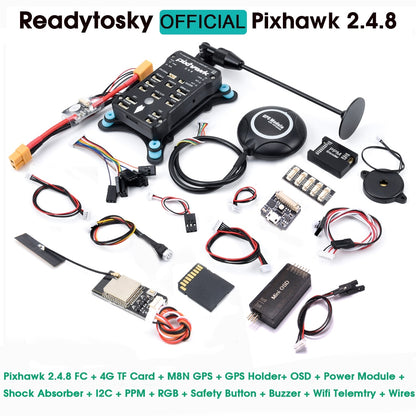 Pixhawk 2.4.8 PX4 PIX 32 Bit Flight Controller - M8N GPS / Wifi Telemetry Module /  Safety Switch Buzzer RGB I2C 4G SD OSD / OLED