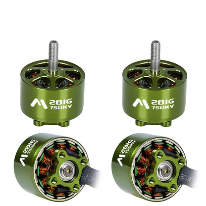 Flashhobby Mars 2816 BLDC Motor, Flashhobby Mars 2816 750KV brushless motor in green, showing threaded shaft, mounting base, and copper windings