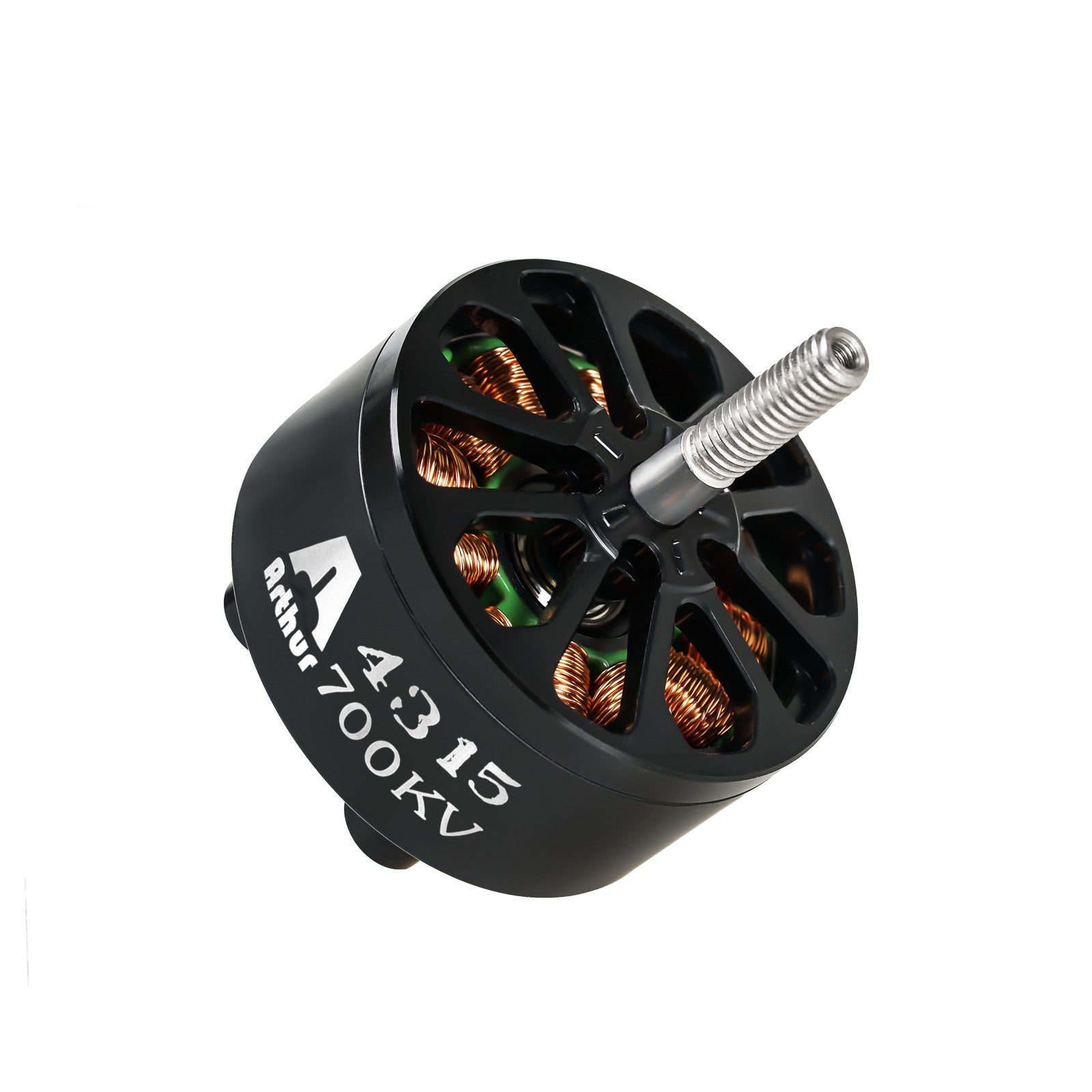 Flashhobby A4315 700KV Brushless Motor, Flashhobby A4315 700KV brushless outrunner motor with black ventilated housing and threaded shaft