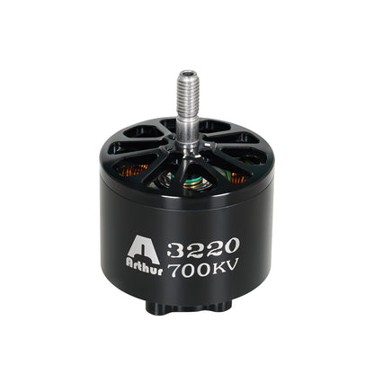 Flashhobby A3220 700KV brushless motor with black housing, vented top and threaded output shaft