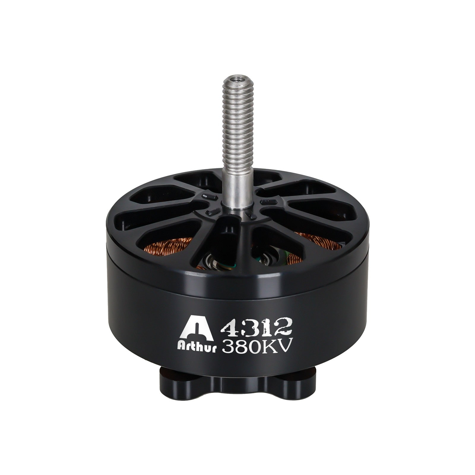 Flashhobby Arthur A4312 380KV brushless motor with black housing, vented top and threaded output shaft
