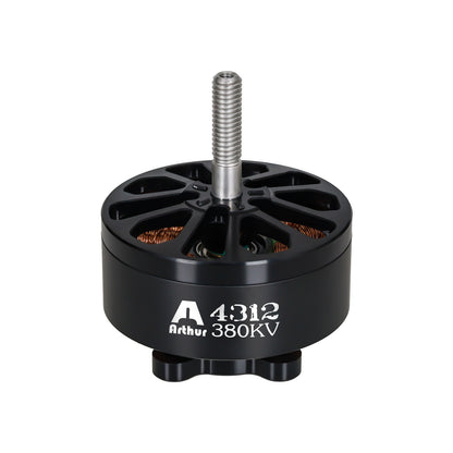 Flashhobby Arthur A4312 380KV brushless motor with black housing, vented top and threaded output shaft