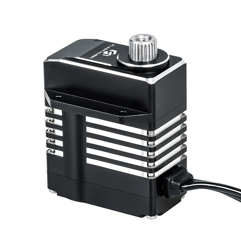 Flashhobby CLS1227RP V2 mini digital servo with black metal heatsink case, splined output shaft and lead wire