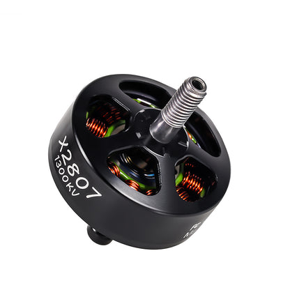 Flashhobby X2807 Brushless DC Motor, Flashhobby X2807 1300KV brushless DC motor with black housing and threaded shaft, top view