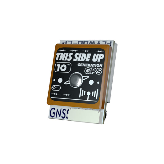 Flywoo GOKU GM10 Nano V3 GPS module with “This Side Up” label and 10th generation GPS marking