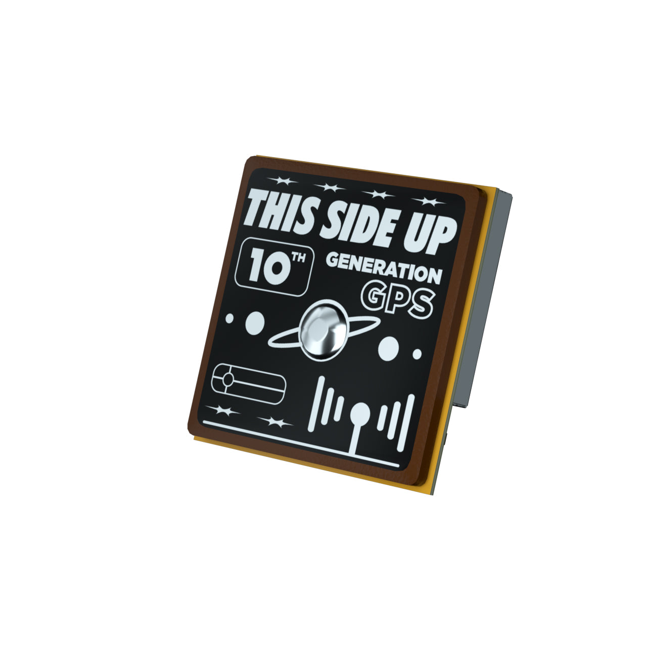 Flywoo GOKU GM10 Mini V3 GPS module with “This Side Up” label and 10th generation GPS marking