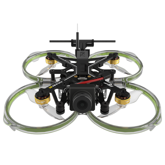 Flywoo FlyLens 85 ducted whoop FPV drone with front HD camera, four motors, clear prop guards, and rear antenna