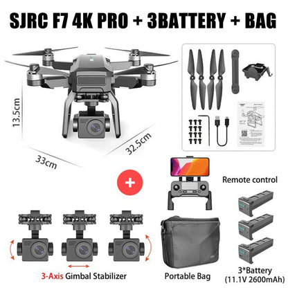 SJRC F7 PRO / F7S Pro Drone, SJRC F7 4K PRO + 3BATTERY